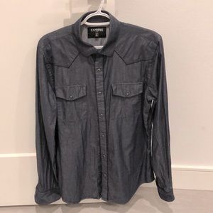 Mens Medium Express Fitted Dress Shirt